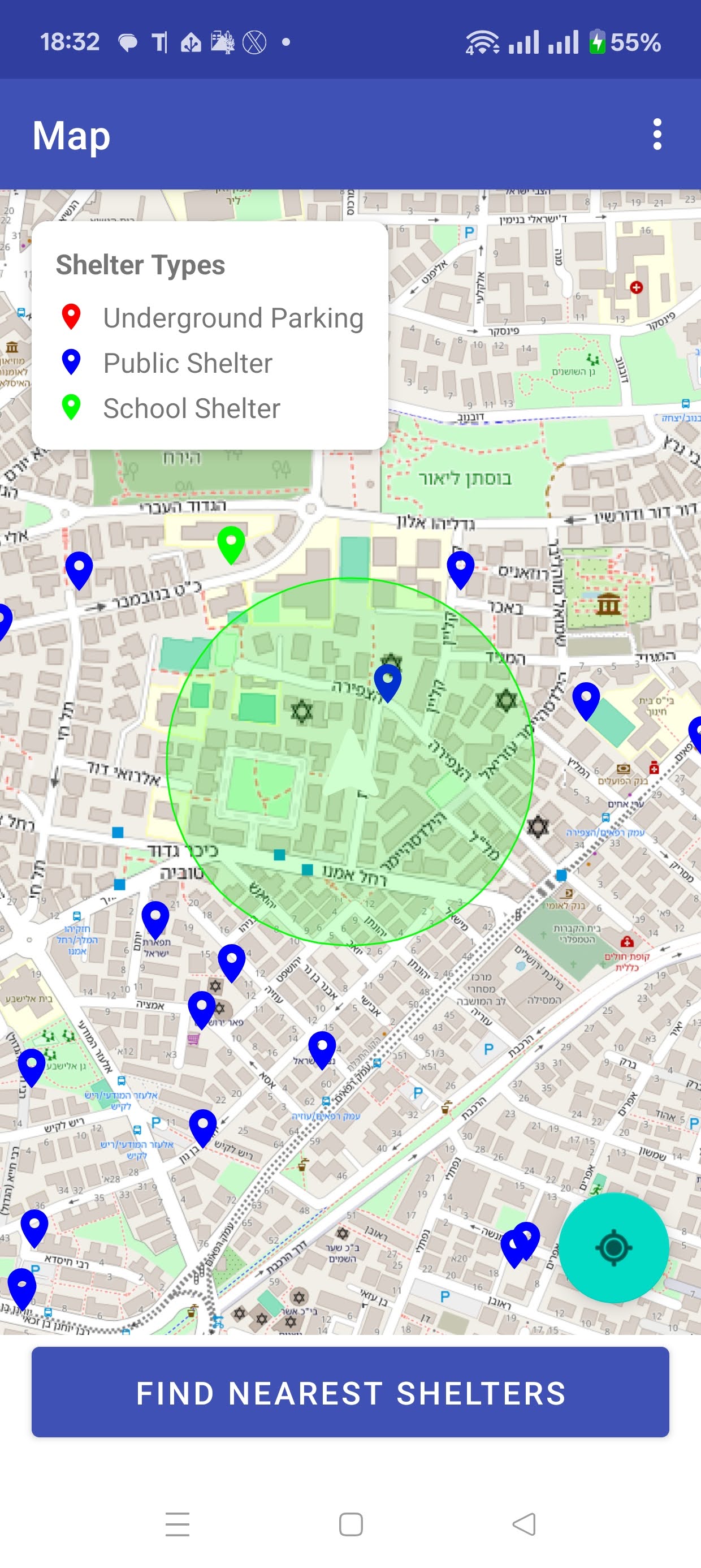 List of nearby shelters